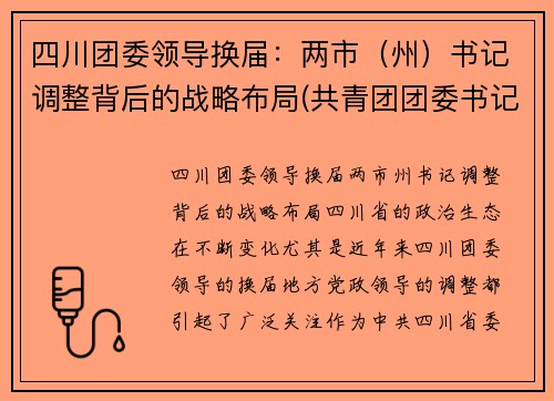 四川团委领导换届：两市（州）书记调整背后的战略布局(共青团团委书记)