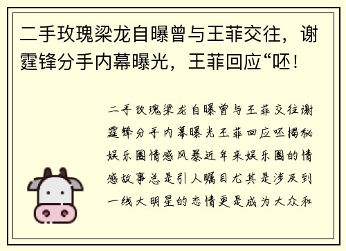 二手玫瑰梁龙自曝曾与王菲交往，谢霆锋分手内幕曝光，王菲回应“呸！”
